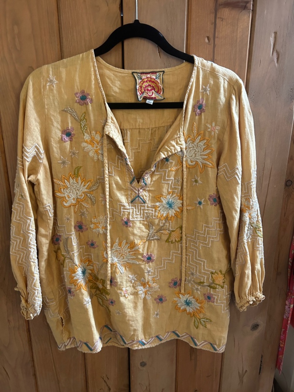 Johnny Was Embroidered Boho Peasant Top